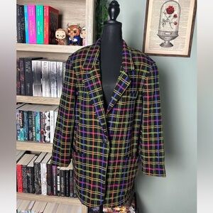 Vintage Colorful Plaid Blazer
